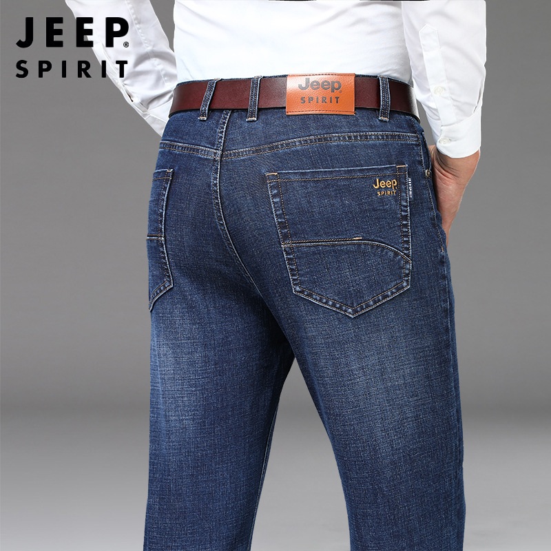 JEEP SPIRIT 봄 가을 남성 스트레이트 슬림 일자 캐주얼 청바지 - 상세 이미지 2