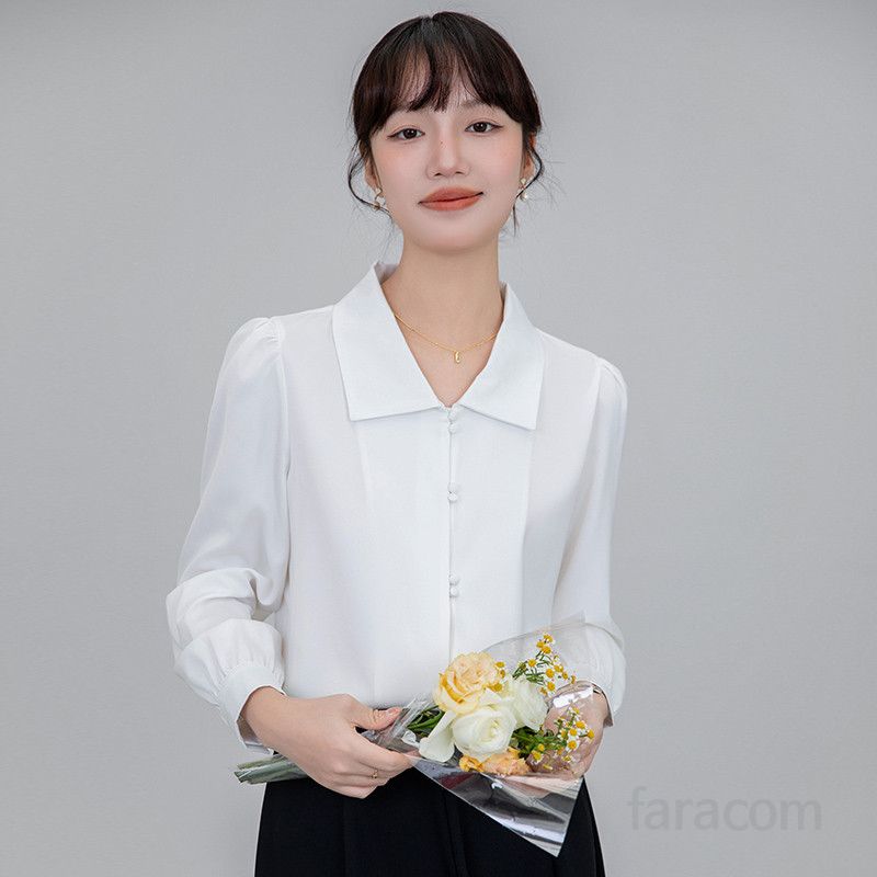 여성 새틴 셔츠 긴팔 캐주얼 루즈핏 시크한 디자인 데일리룩 여름 착용감 편안한 스타일 모던한 데일리 탑 - 상세 이미지 4