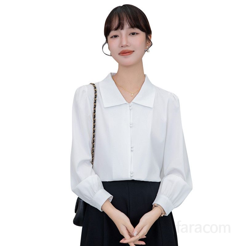 여성 새틴 셔츠 긴팔 캐주얼 루즈핏 시크한 디자인 데일리룩 여름 착용감 편안한 스타일 모던한 데일리 탑 - 상세 이미지 5