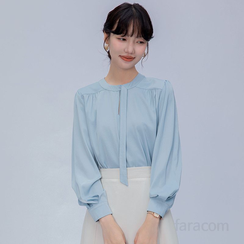 여성 새틴 긴팔 블라우스 가을 하객룩 흰색 셔츠 인터뷰 출퇴근용 고급스러운 스타일 데일리 시크한 매력적인 착용감