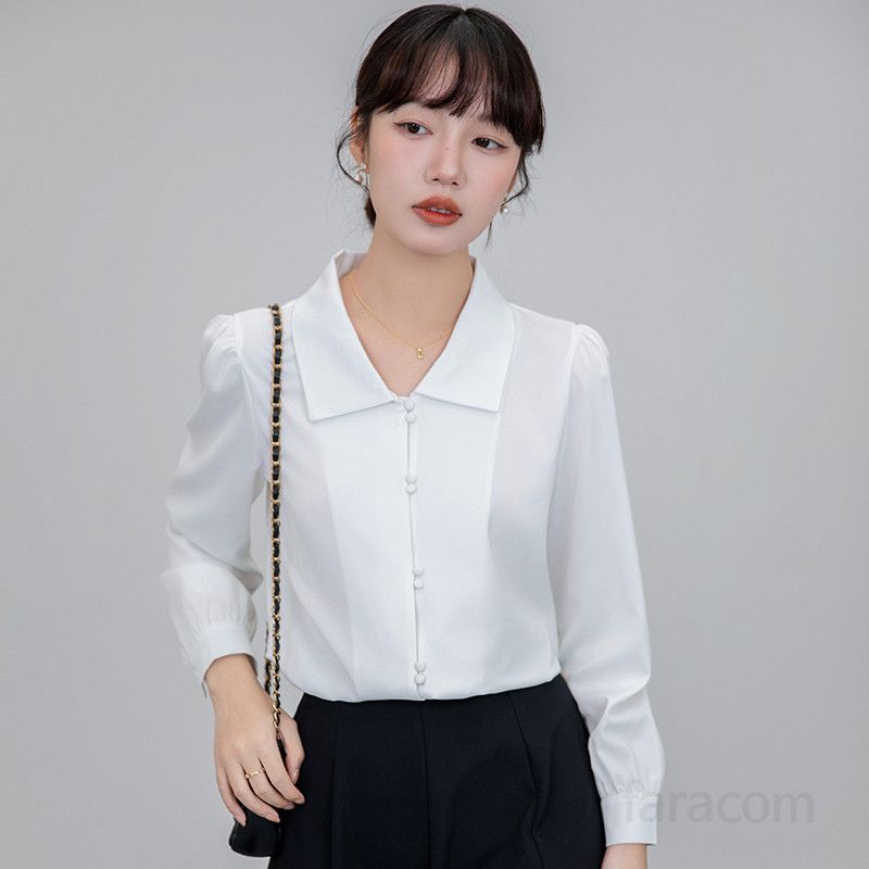 여성 새틴 셔츠 긴팔 캐주얼 루즈핏 시크한 디자인 데일리룩 여름 착용감 편안한 스타일 모던한 데일리 탑 - 상세 이미지 3