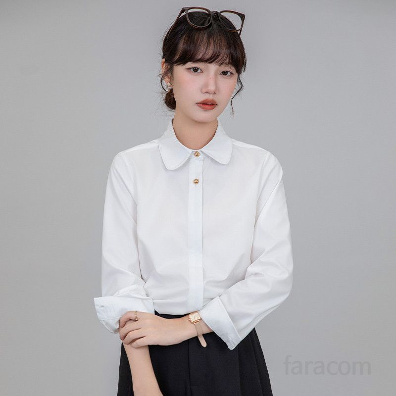 여성 흰색 긴팔 셔츠 구김없는 링클프리 면접 정장용 고급스러운 스타일 데일리 전문가 작업복용 편안한 착용감 초봄 패션 아이템 - 상세 이미지 3