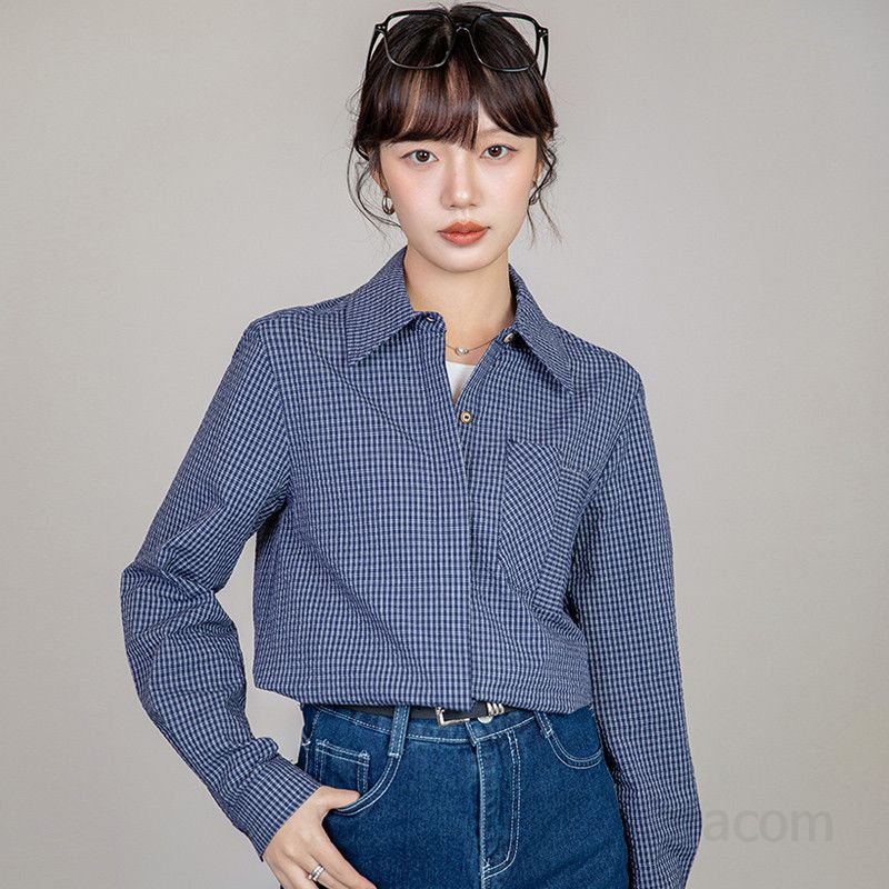 여성 체크셔츠 루즈핏 긴팔 캐주얼 셔츠자켓 봄여름 스타일 데일리 아우터 레이어링 다양한 연출 가능 편안한 착용감 - 상품 이미지