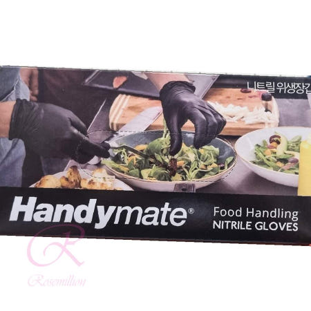 로즈밀 핸디메이트 니트릴장갑 블랙 S 100매 x10p 청소용장갑