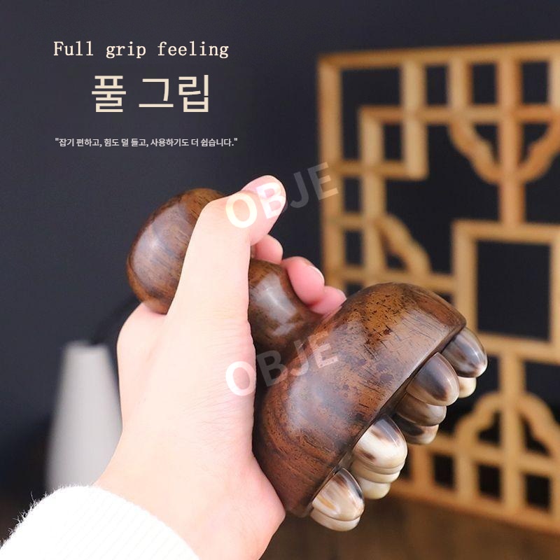 오브제 소뿔 경락 브러시 천연 백단향 마사지 전신 복부 지방 독소 배출 이미지 6