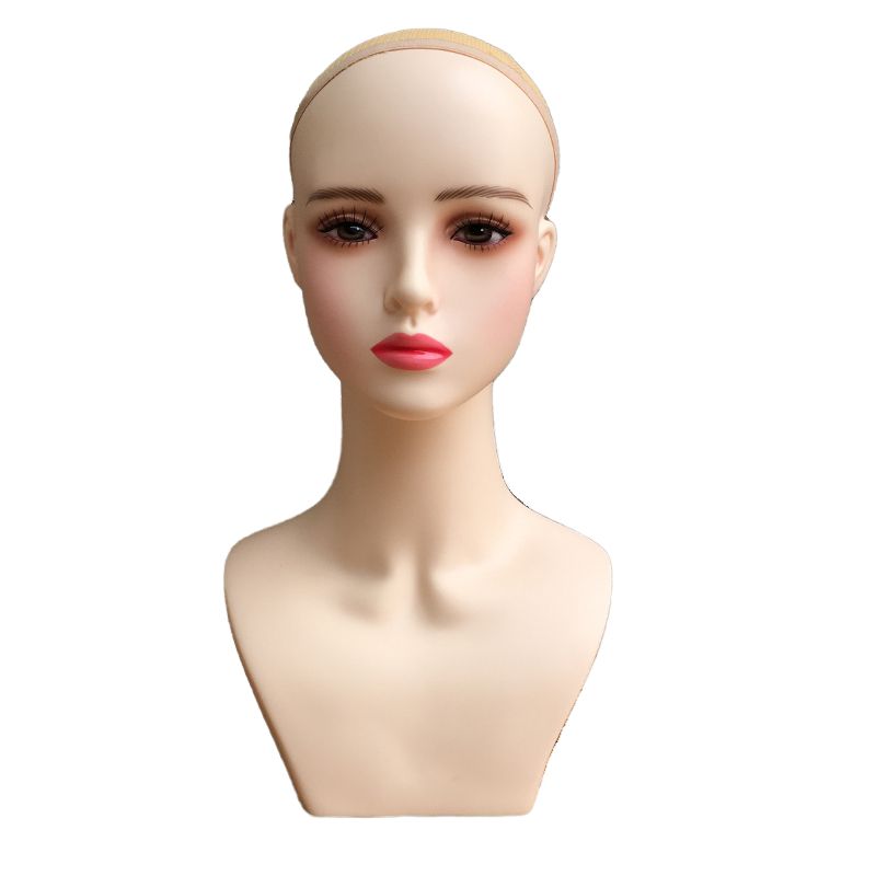 헤어 마네킹 헤드 머리 모델 가발 미용 실습 연습용 PVC 고두두입술-립 한 점 레드 - 상세 이미지 5