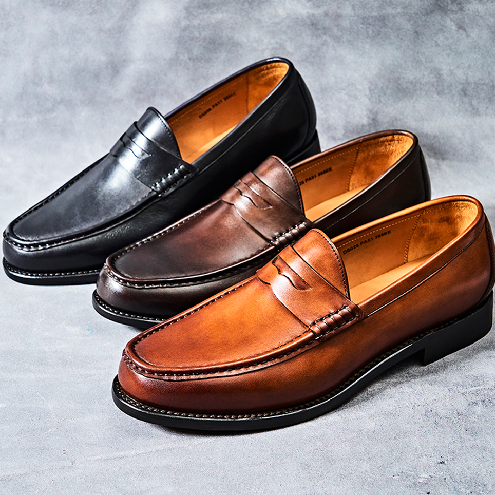 로퍼 엘모 이태리산 송아지가죽 남자 수제화 발편한 굿이어웰트 구두