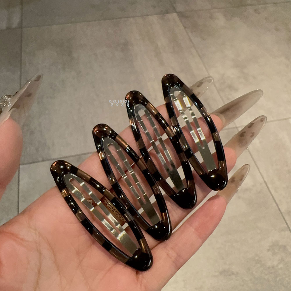 레오파드 똑딱핀 세트 옆머리 헤어클립 데일리 포인트 헤어삔 이미지 8