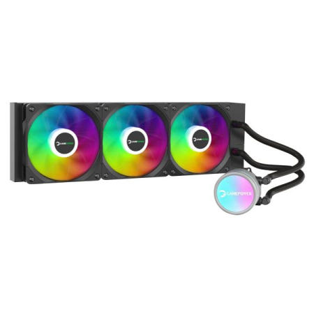 [Game Power][해외]게임파워 스카디 V2 360 AIO CPU 액체 냉각기, 헤일로 ARGB 펌프, 360mm 라디에이터, 3배 PWM 주소 지정 RGB HDB 팬, 14.5W/mK 열 페이스