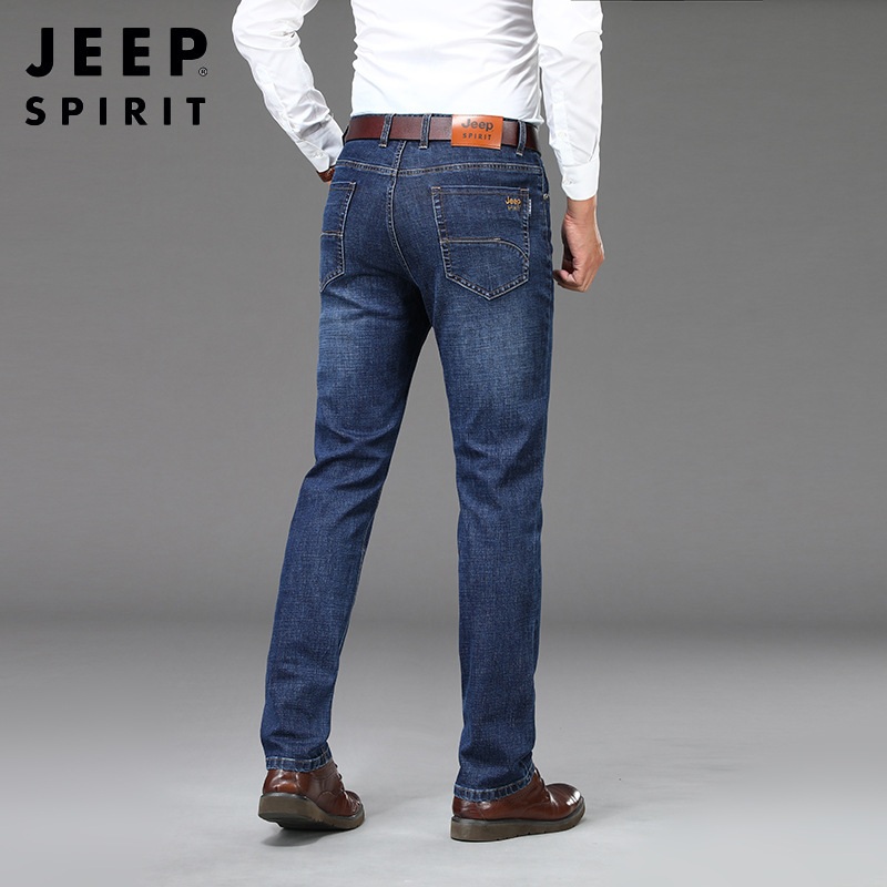 JEEP SPIRIT 봄 가을 남성 스트레이트 슬림 일자 캐주얼 청바지 - 상품 이미지