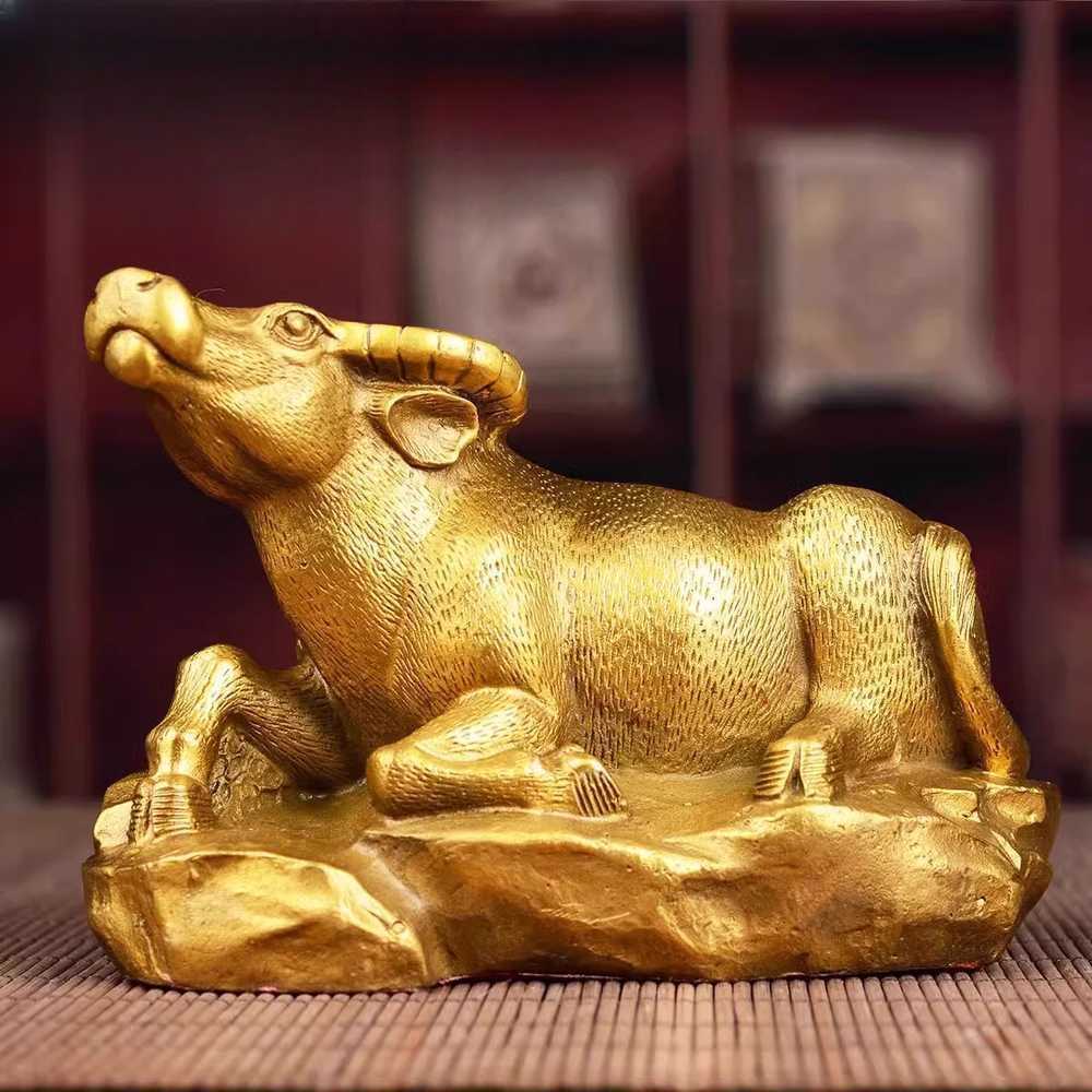 황금소 장식품 월가 재물운 소 오브제 개업 기념품 골드 10x5x7cm - 상품 이미지