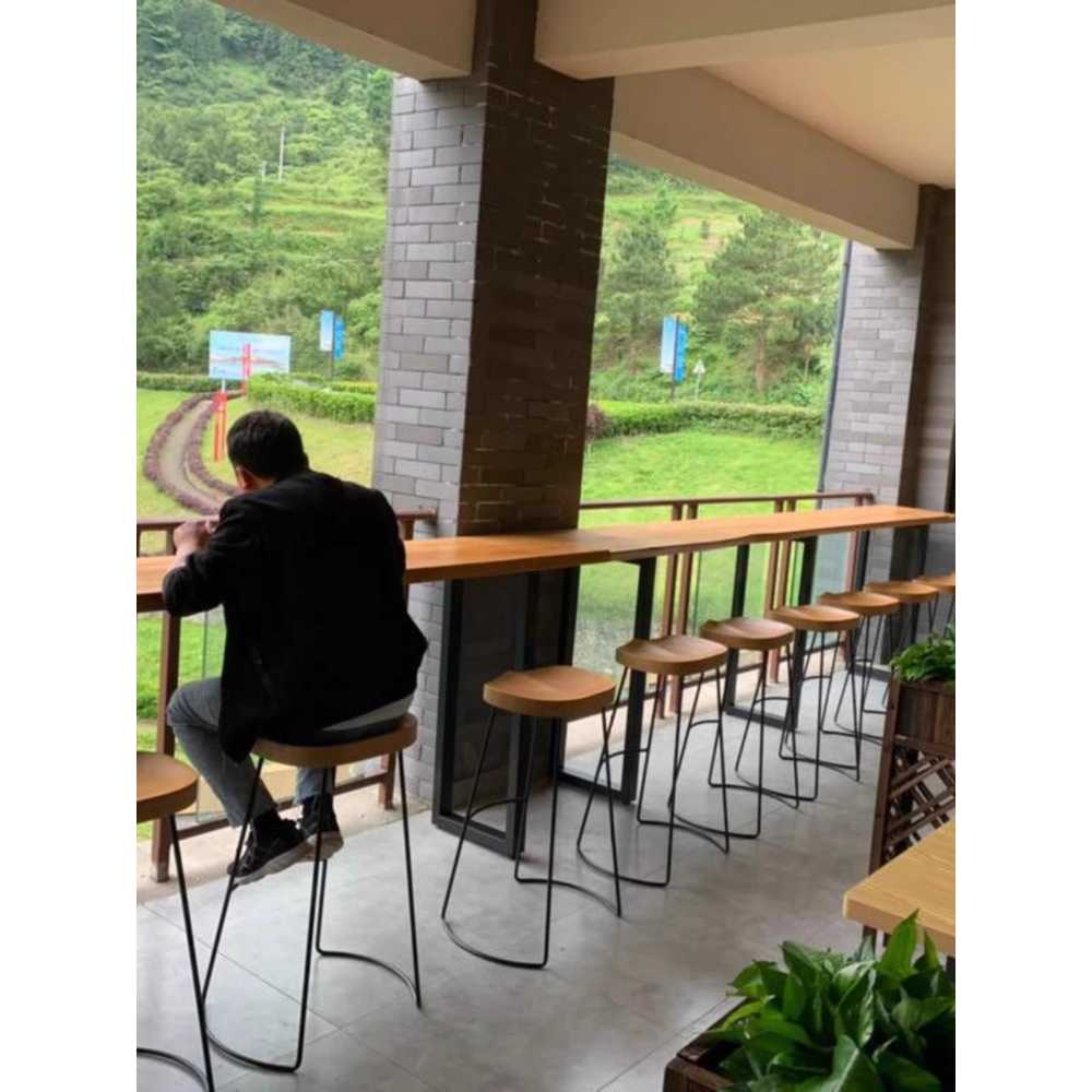 카페 원목 바테이블 우드슬랩 상판 내추럴 인테리어 80x40x105cm - 상세 이미지 5