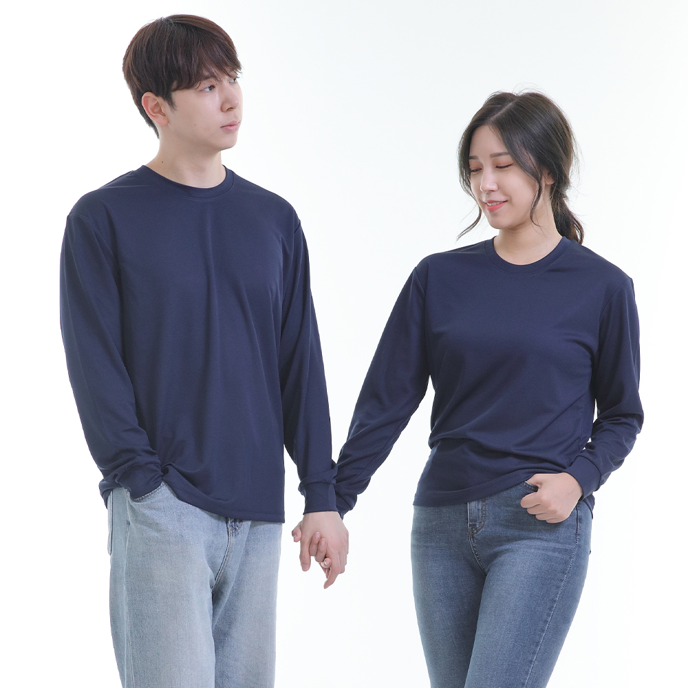 (8color)쿨론곤색라운드 긴팔티셔츠 식당 업소 가게티제작 유니폼셔츠 홀서빙복 - 상세 이미지 5