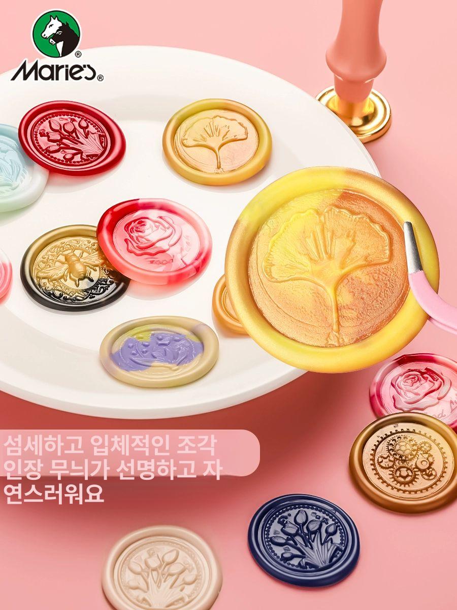 씰링 스탬프 실링 왁스 세트  도장 찍기 놀이 황동 인장 최고급 구카 세트 만능 최고급 - 상세 이미지 2