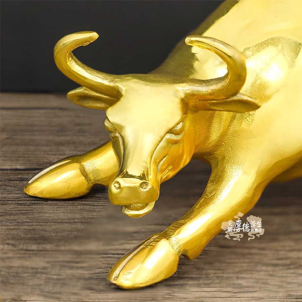 황소 장식품 월가 황금소 인테리어 개업 축하 선물용 골드-18cm - 상세 이미지 4