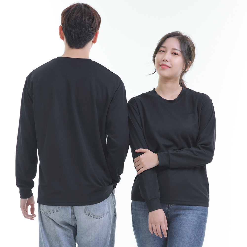 (8color)쿨론검정라운드 긴팔티셔츠 식당 업소 가게티제작 유니폼셔츠 홀서빙복 - 상세 이미지 2