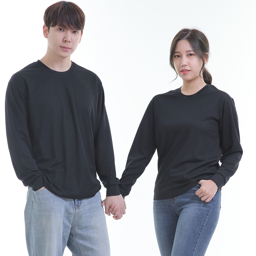 (8color)쿨론검정라운드 긴팔티셔츠 식당 업소 가게티제작 유니폼셔츠 홀서빙복 - 상세 이미지 5