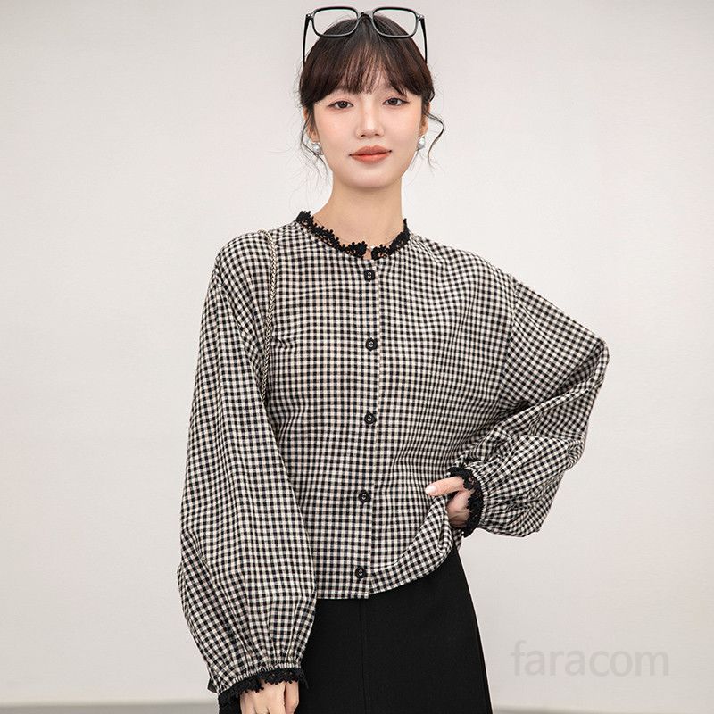 여성 체크 긴팔셔츠 가을 캐주얼 오버핏 스타일 편안한 코튼 느낌 데일리룩 시크한 디자인 패션 아이템 - 상세 이미지 2