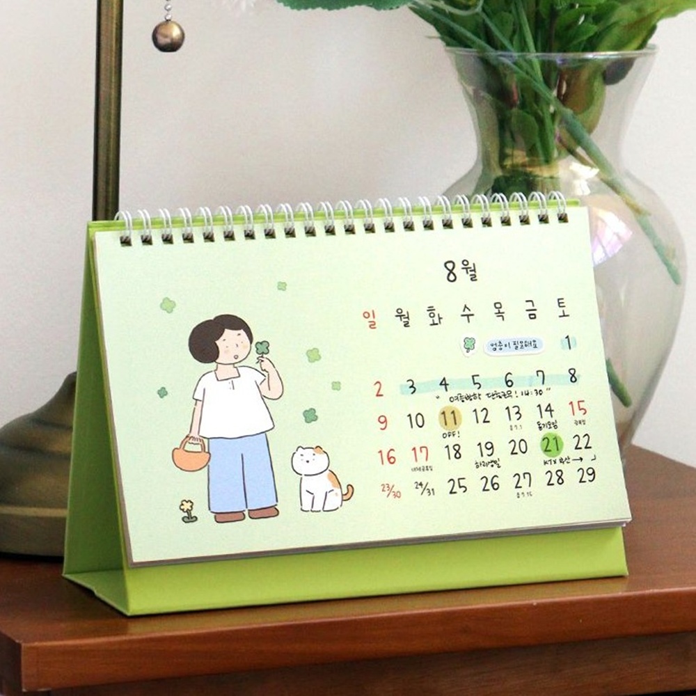 2026년 탁상 달력 2026 귀여운 일러스트 데스크 캘린더 26년 인디고 - 상품 이미지