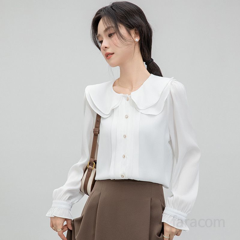 여성 루즈핏 롱슬리브 셔츠 화이트 디자인 데일리 코튼 긴팔 캐주얼 편안한 착용감 시원한 여름 셔츠 스타일링 여성용 탑 - 상세 이미지 4