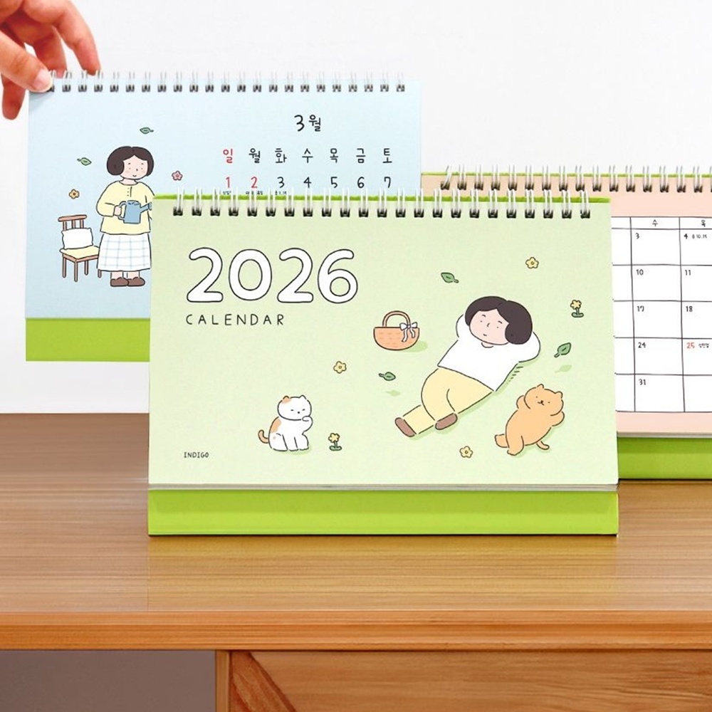 2026년 탁상 달력 2026 귀여운 일러스트 데스크 캘린더 26년 인디고 - 상세 이미지 2