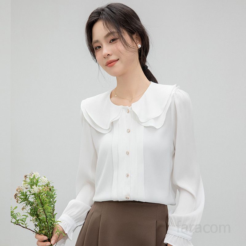여성 루즈핏 롱슬리브 셔츠 화이트 디자인 데일리 코튼 긴팔 캐주얼 편안한 착용감 시원한 여름 셔츠 스타일링 여성용 탑 - 상세 이미지 3