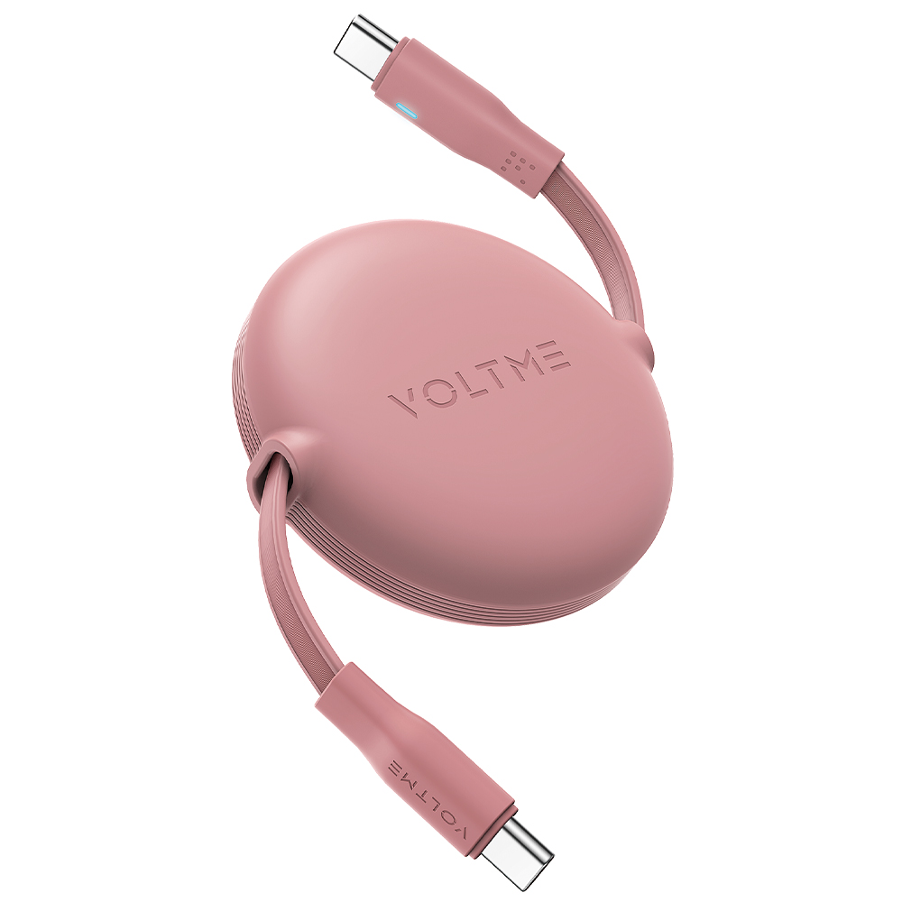 볼트미 YoYo 100W PD 고속충전 C타입 4단 릴 케이블 YY100 핑크, 1개, 1m - 상품 이미지