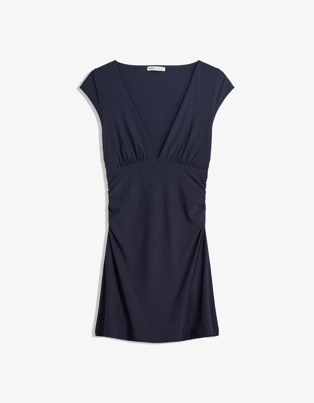 버쉬카 슬림핏 셔링 미니 원피스 5600/173 NAVY - 상품 이미지