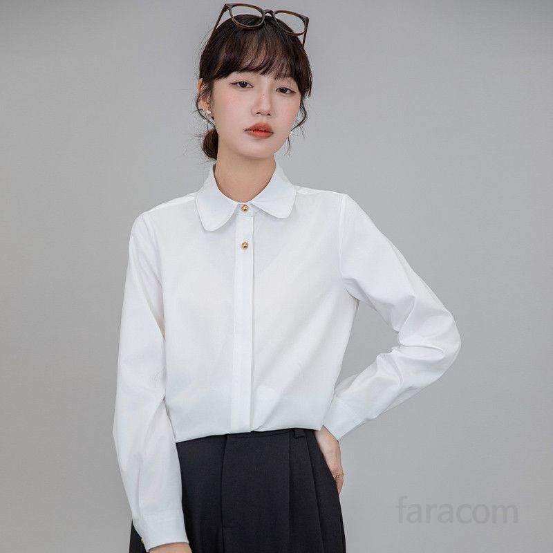 여성 흰색 긴팔 셔츠 구김없는 링클프리 면접 정장용 고급스러운 스타일 데일리 전문가 작업복용 편안한 착용감 초봄 패션 아이템 - 상세 이미지 4