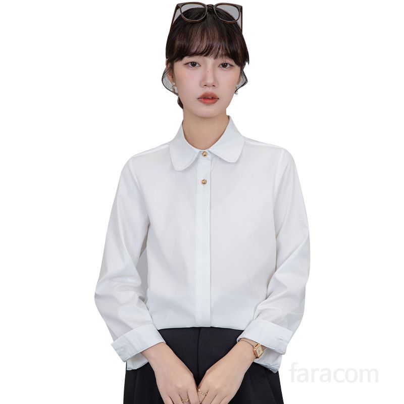 여성 흰색 긴팔 셔츠 구김없는 링클프리 면접 정장용 고급스러운 스타일 데일리 전문가 작업복용 편안한 착용감 초봄 패션 아이템 - 상세 이미지 5
