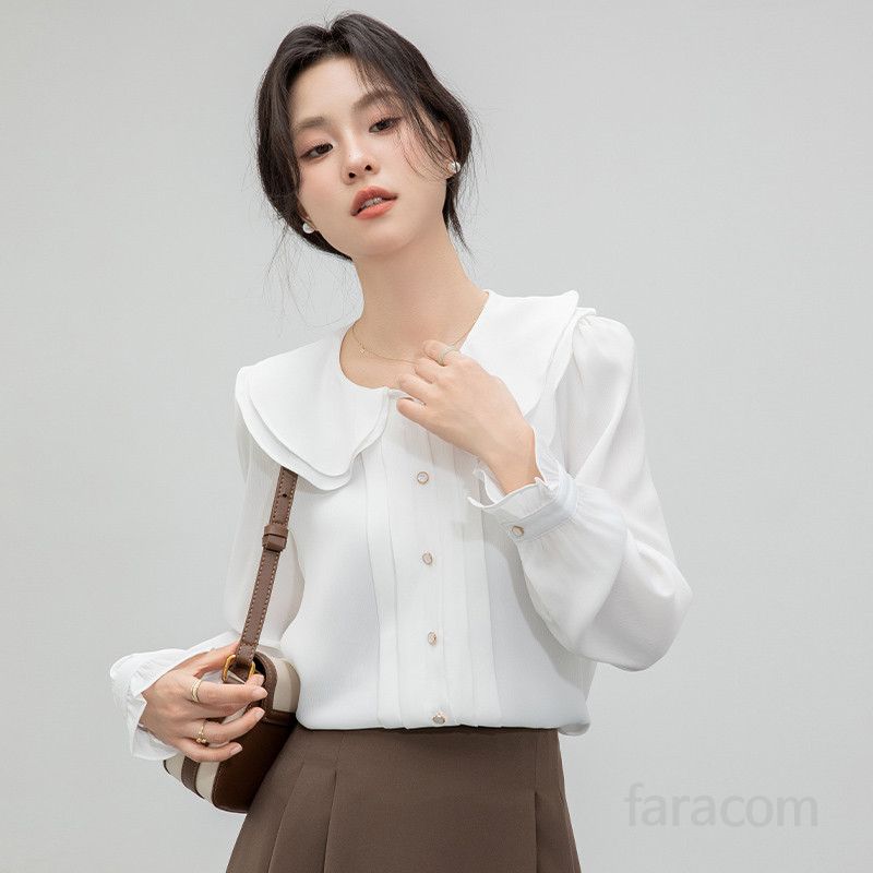 여성 루즈핏 롱슬리브 셔츠 화이트 디자인 데일리 코튼 긴팔 캐주얼 편안한 착용감 시원한 여름 셔츠 스타일링 여성용 탑 - 상품 이미지