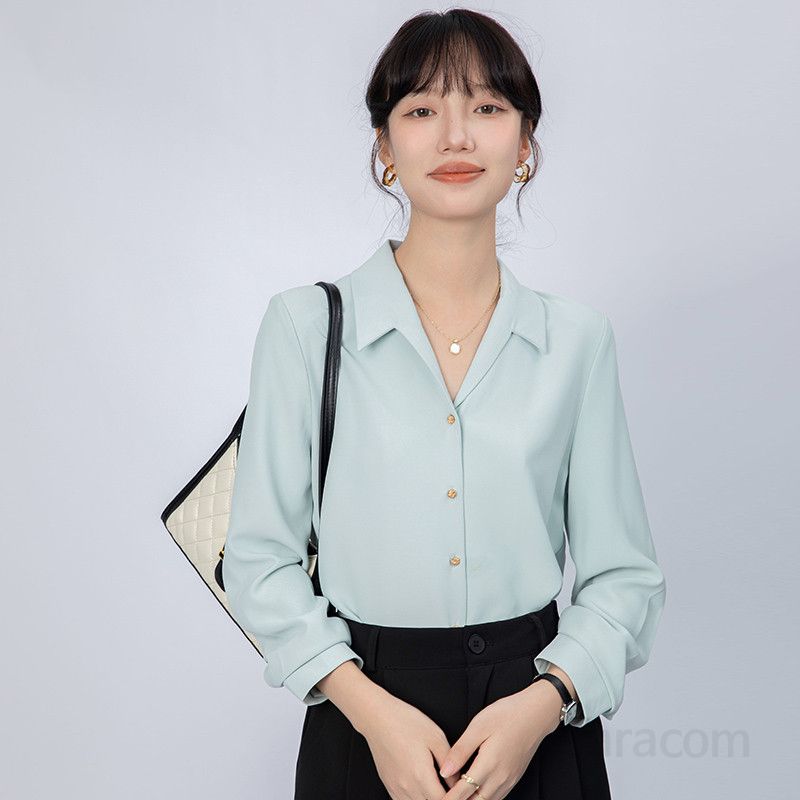 화이트 셔츠 여성용 긴팔 출퇴근 면접용 데일리 스타일 봄 가을 코디 쉬운 깔끔한 디자인 실용적인 스트레이트 숄더 편안한 착용감 - 상세 이미지 4