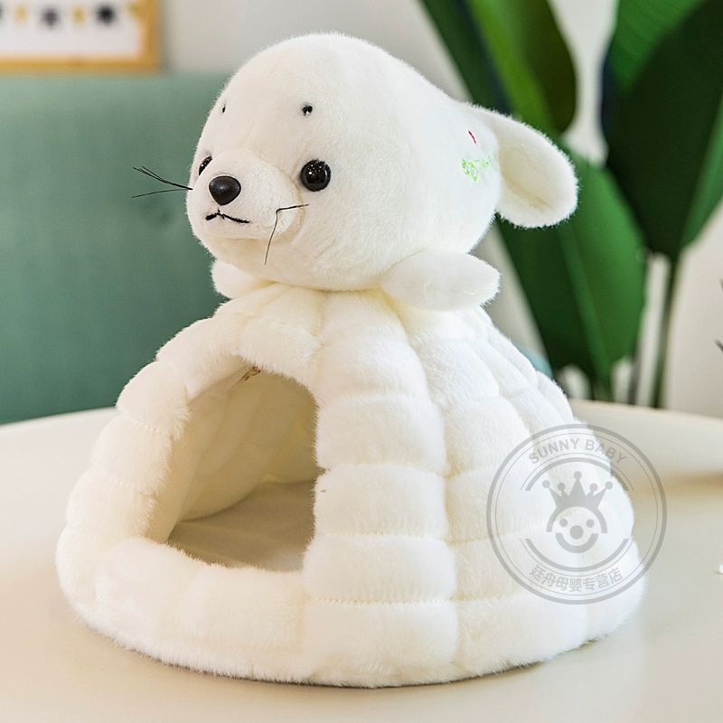 하프물범인형 물개 모찌 물범 베개 애착인형 귀여운 동물 안고자는 대형 쿠션 바다표범 성 높이 16cm 너비 24cm - 상품 이미지