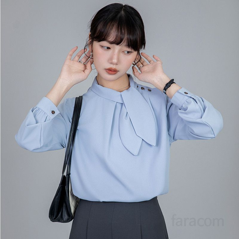 레이스 블라우스 여성 긴팔 루즈핏 봄 가을 데일리 고급스러운 스타일 편안한 착용감 블라우스 쇼핑몰 하객룩 코디너리 시스루 디자인 - 상세 이미지 5