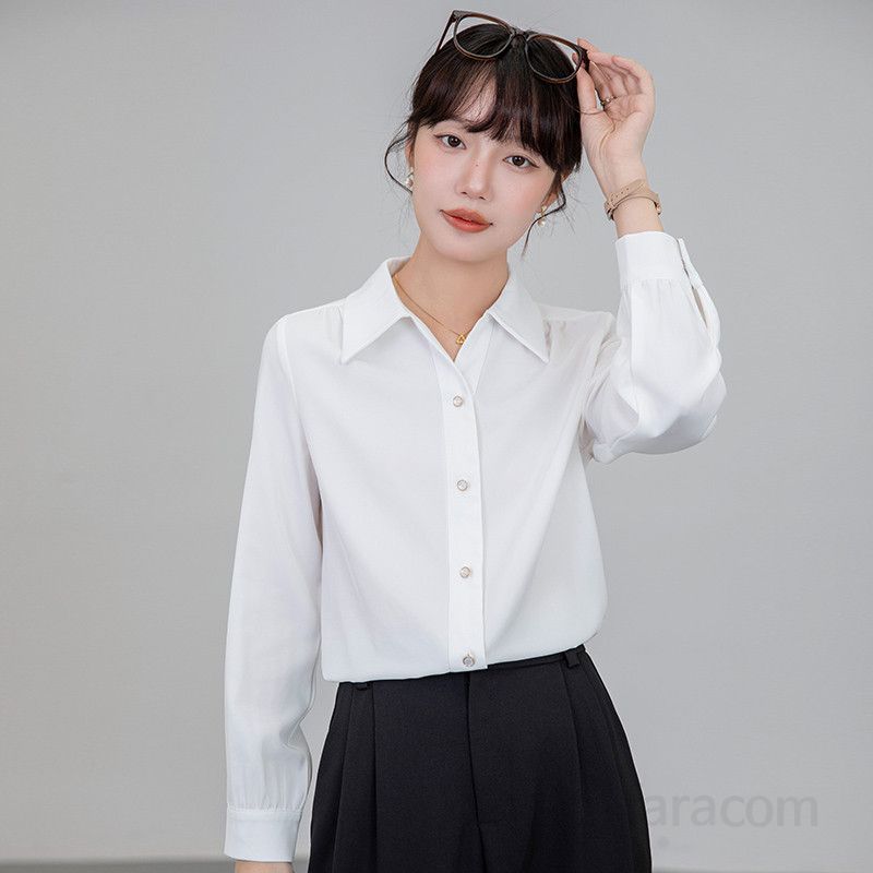 여성 브이넥 셔츠 봄 여름용 출퇴근 인터뷰 정장 상의 데일리 캐주얼 스타일 시원한 착용감 고급스러운 디자인 - 상세 이미지 2