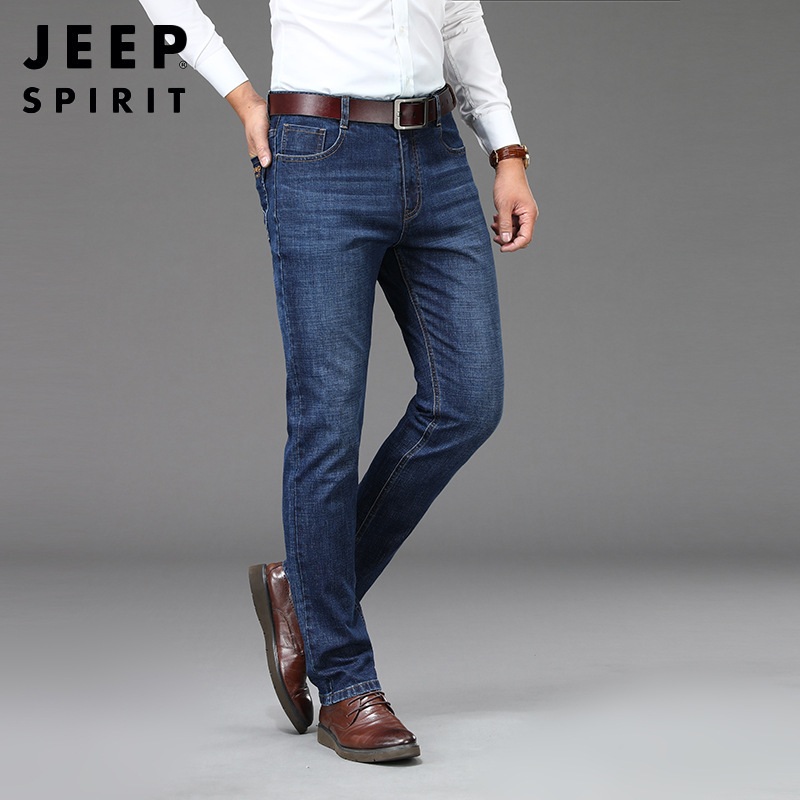 JEEP SPIRIT 봄 가을 남성 스트레이트 슬림 일자 캐주얼 청바지 - 상세 이미지 4
