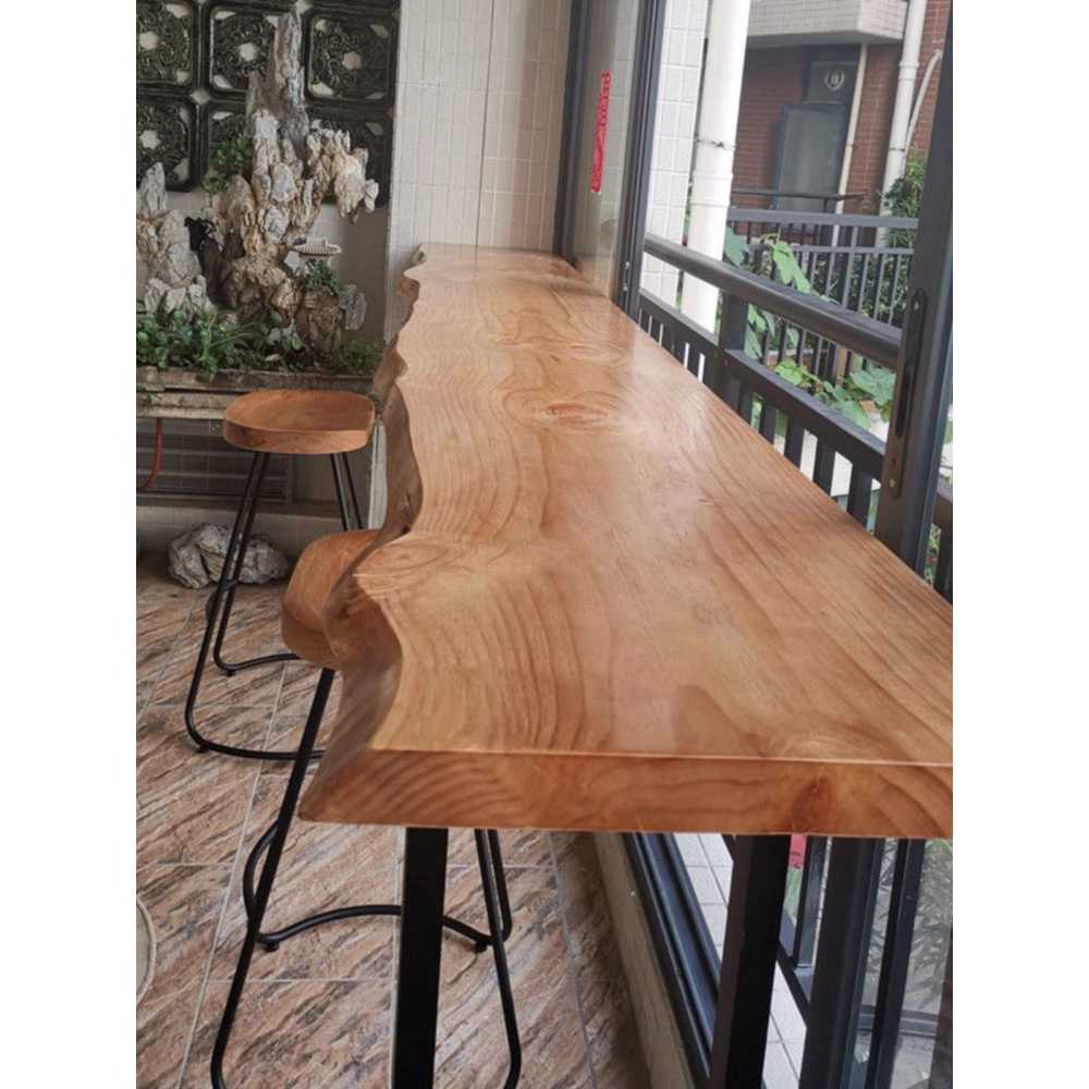 카페 원목 바테이블 우드슬랩 상판 내추럴 인테리어 80x40x105cm - 상세 이미지 4