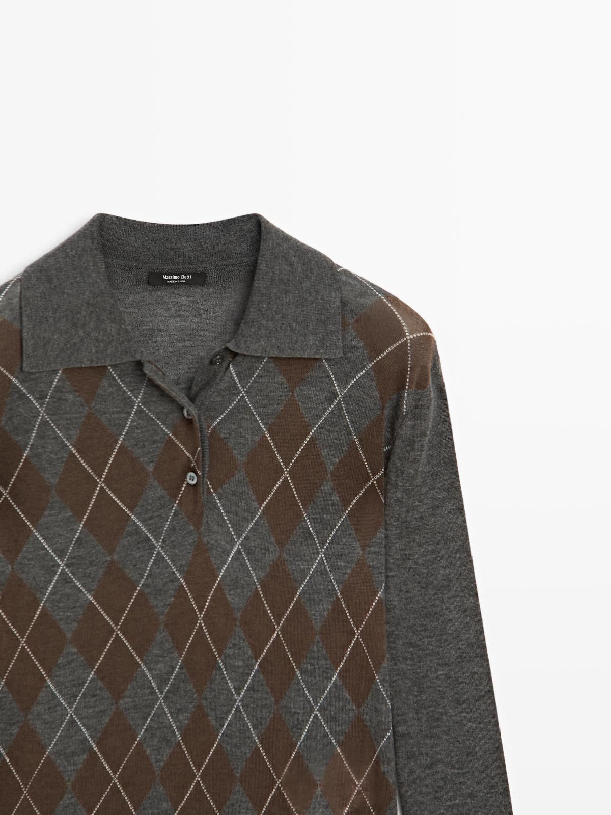 마시모두띠 아가일 패턴 폴로 니트 스웨터 5744/584 MEDIUM GREY - 상세 이미지 5