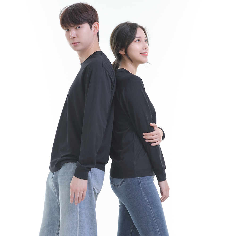 (8color)쿨론검정라운드 긴팔티셔츠 식당 업소 가게티제작 유니폼셔츠 홀서빙복 - 상세 이미지 4