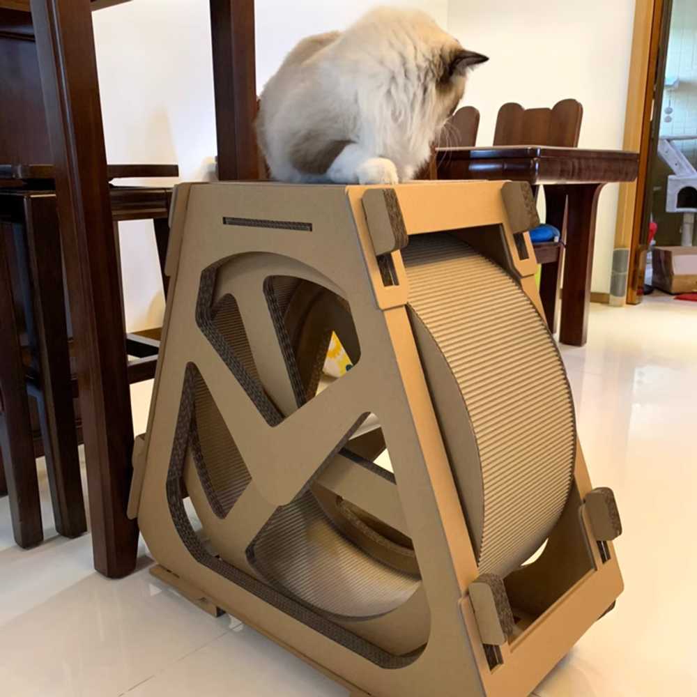골판지 캣휠 고양이 운동바퀴 스크래처 일체형 가구 대형(70x73cm/15개) - 상세 이미지 2