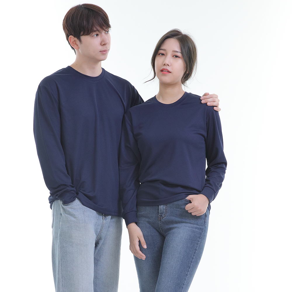 (8color)쿨론곤색라운드 긴팔티셔츠 식당 업소 가게티제작 유니폼셔츠 홀서빙복 - 상세 이미지 2