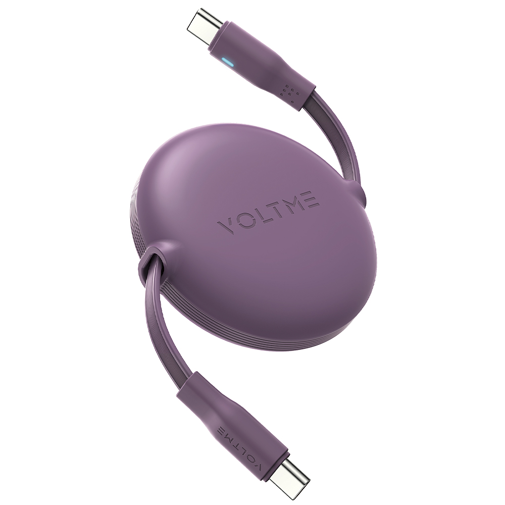 볼트미 YoYo 100W PD 고속충전 C타입 4단 릴 케이블 YY100 퍼플, 1개, 1m - 상품 이미지
