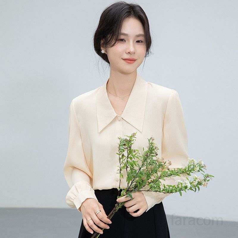 여성 브이넥 롱슬리브 셔츠 봄 레이어드 스타일 출퇴근용 레트로 감성 빈티지 블라우스 편안한 착용감 데일리 패션 실용적 디자인 - 상세 이미지 4