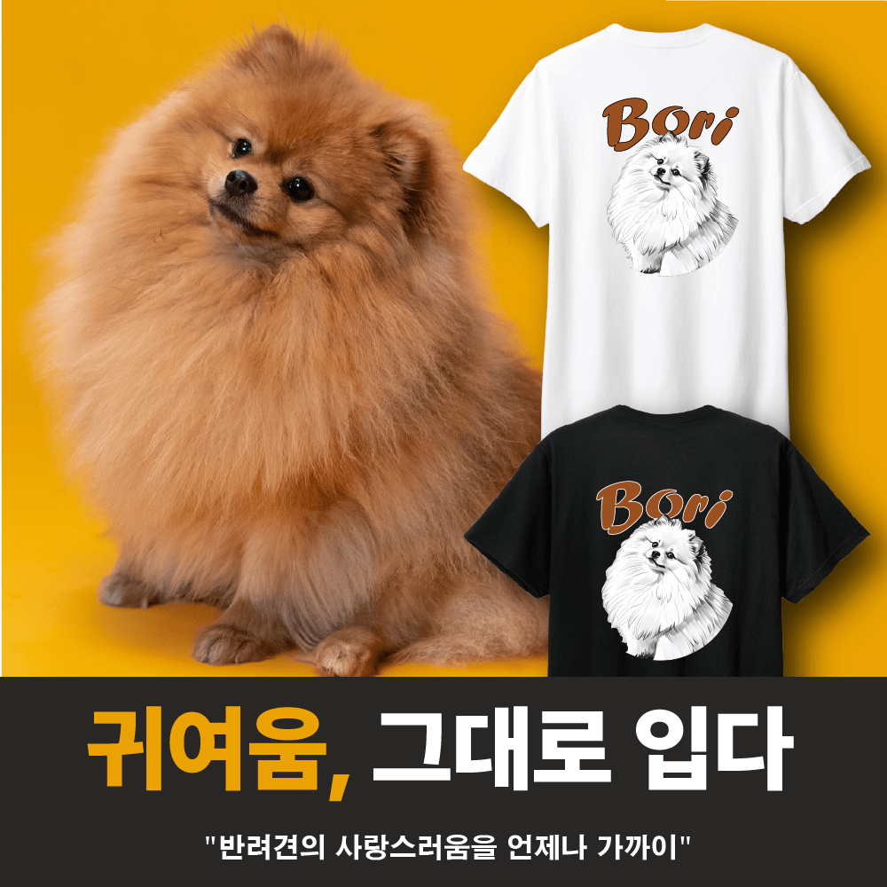 강아지 그림 반팔티 - 귀여운 댕댕이 일러스트 티셔츠 - 상품 이미지
