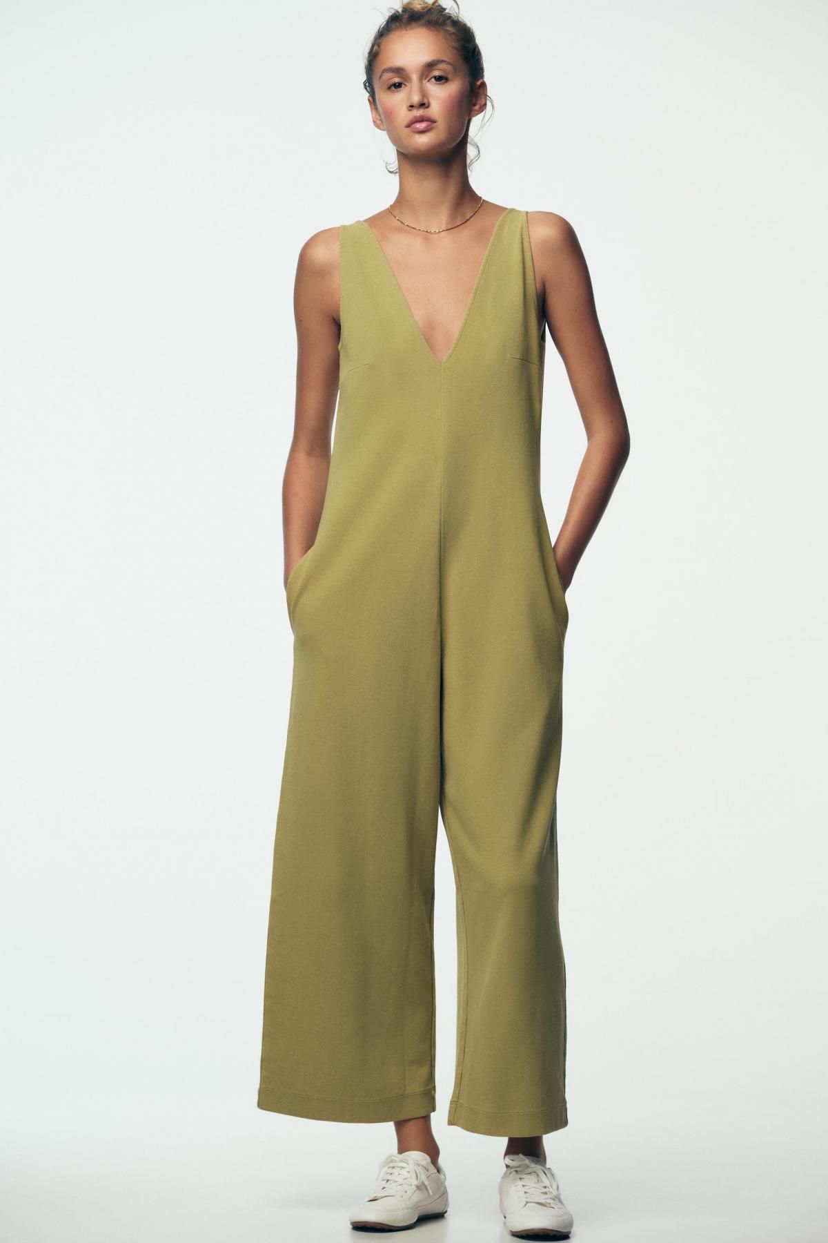 자라 모던 와이드핏 브이넥 점프수트 4174/209 OLIVE GREEN - 상세 이미지 4