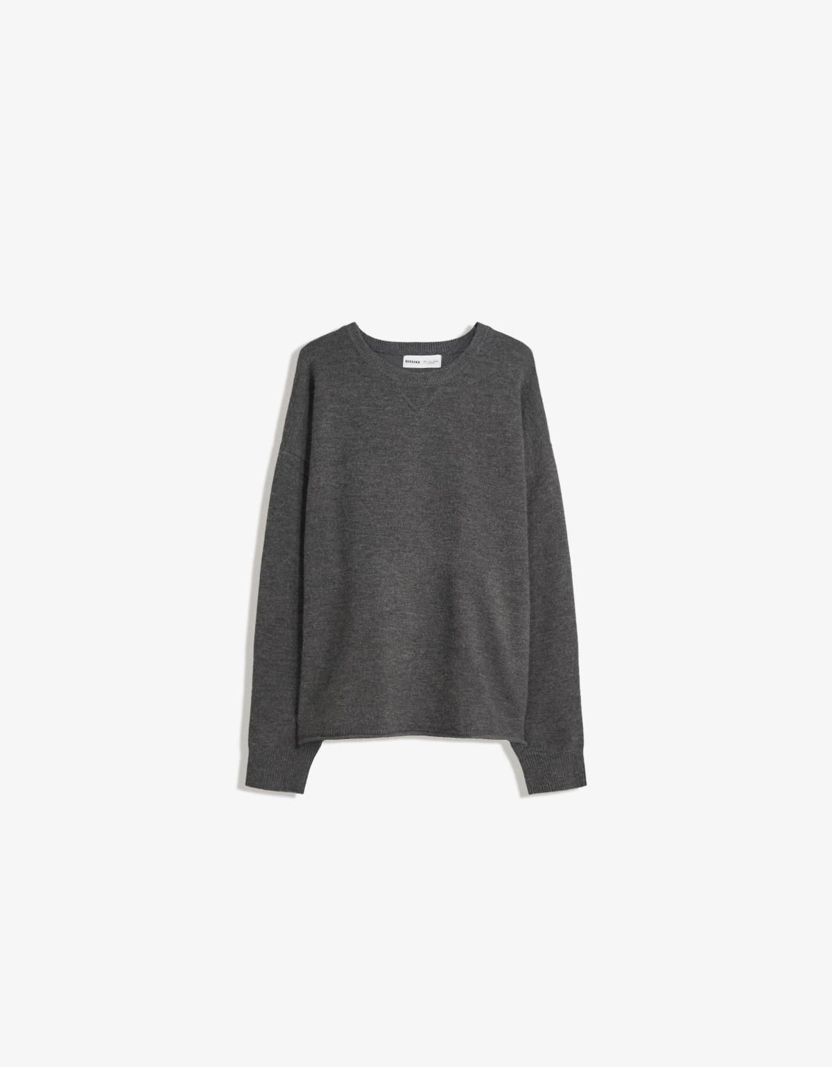 버쉬카 미니멀 다크그레이 라운드넥 니트 스웨터 7115/376 DARK GREY - 상품 이미지