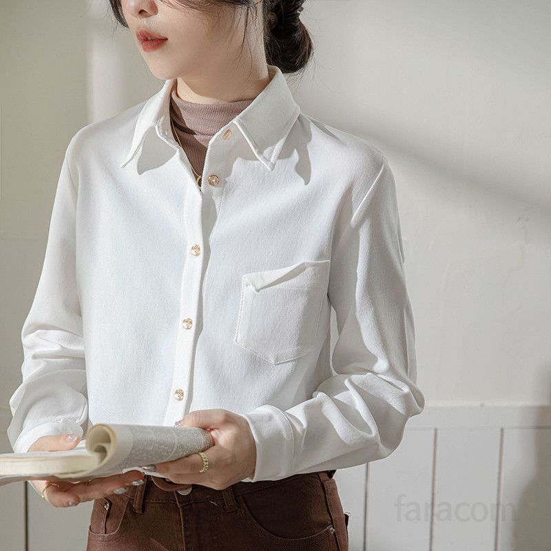 여성 커피색 코듀로이 긴팔 셔츠 가을 데일리 레이어드용 두꺼운 브러시드 셔츠 캐주얼 스타일 편안한 착용감 출퇴근용 모던한 디자인 - 상세 이미지 5