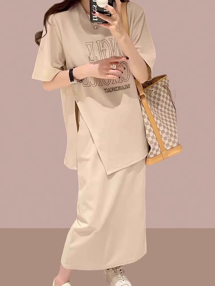 빅사이즈 여름 투피스 여성복 니트셋업 루즈핏 핑크 M 추천 40.0-50.0kg - 상세 이미지 3