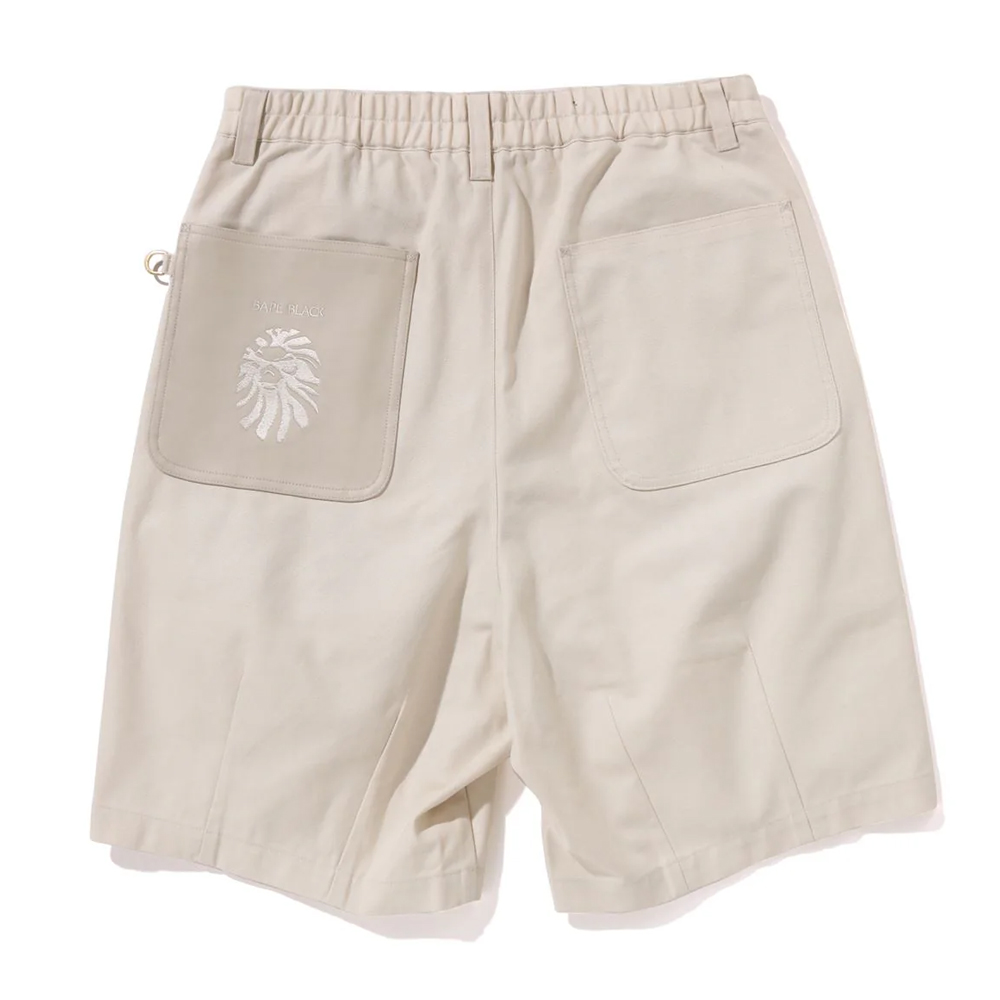 베이프 반바지 BLACK PAISLEY LEATHER TRIMMED WORKER SHORTS 1L30-153-328 - 상세 이미지 4