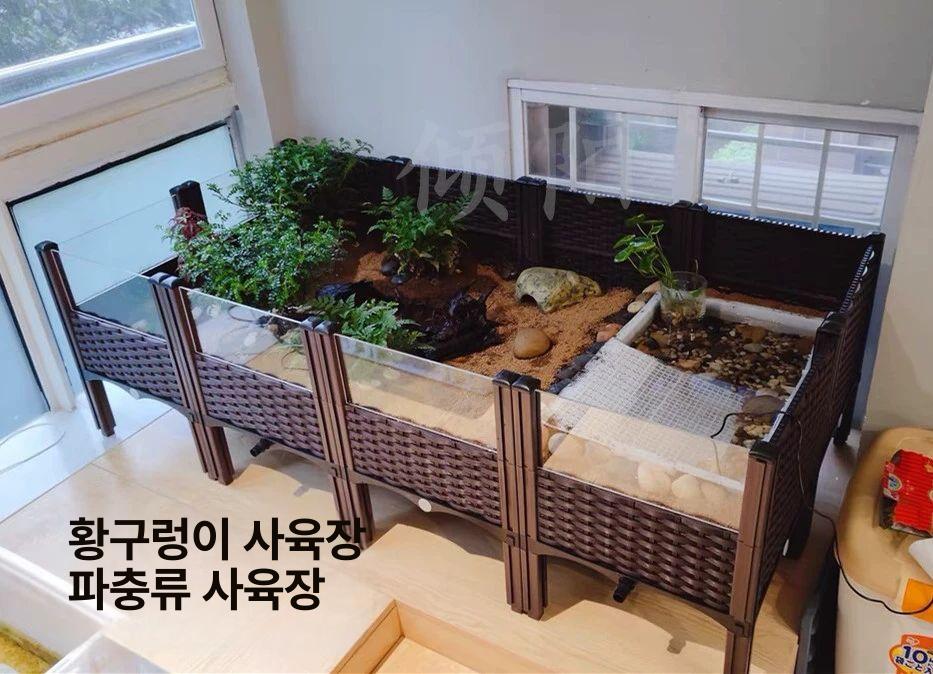 육지거북이 오픈 사육장 애완용 은신처 대형 소동물 3연 추가 120x40x42cm 3개 - 상세 이미지 2
